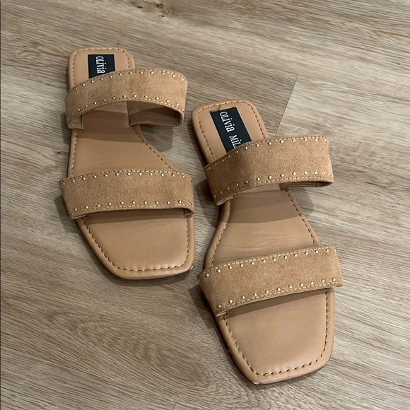 Olivia Miller Shoes - Tan Sandals with Gold Accents